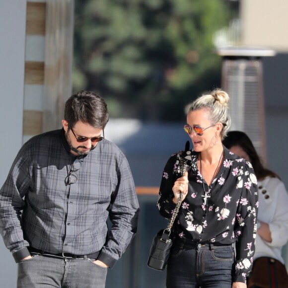 Semi-exclusif - Laeticia Hallyday et son amie Yaël Abrot ont retrouvé Jean-François Piège et sa femme Elodie pour un déjeuner dans le restaurant "Din Tai Fung" au centre commercial Westfield Century City à Beverly Hills le 7 mai 2018.