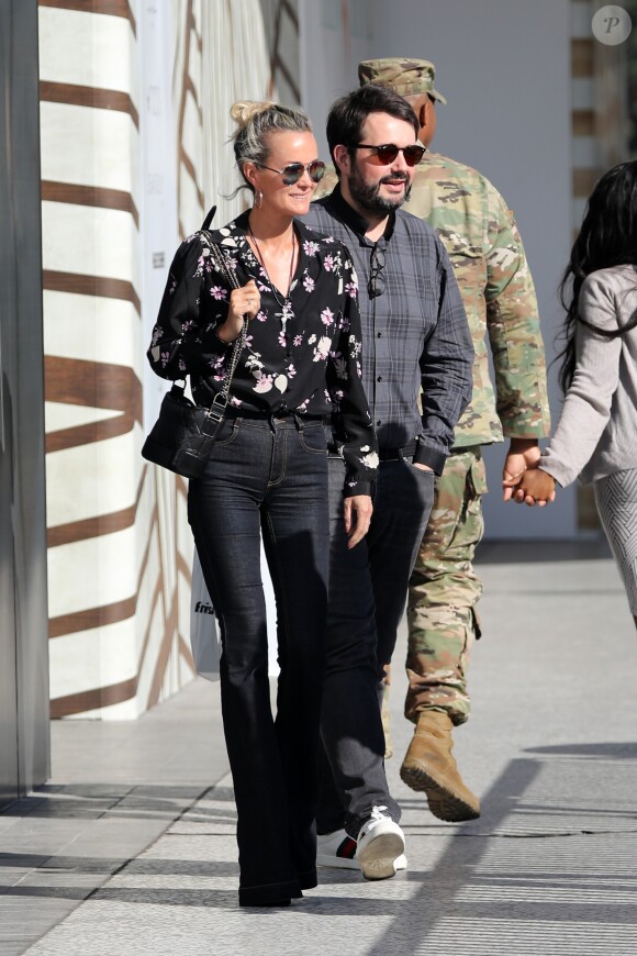 Semi-exclusif - Laeticia Hallyday et son amie Yaël Abrot ont retrouvé Jean-François Piège et sa femme Elodie pour un déjeuner dans le restaurant "Din Tai Fung" au centre commercial Westfield Century City à Beverly Hills le 7 mai 2018.