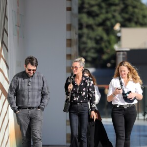 Semi-exclusif - Laeticia Hallyday et son amie Yaël Abrot ont retrouvé Jean-François Piège et sa femme Elodie pour un déjeuner dans le restaurant "Din Tai Fung" au centre commercial Westfield Century City à Beverly Hills le 7 mai 2018.