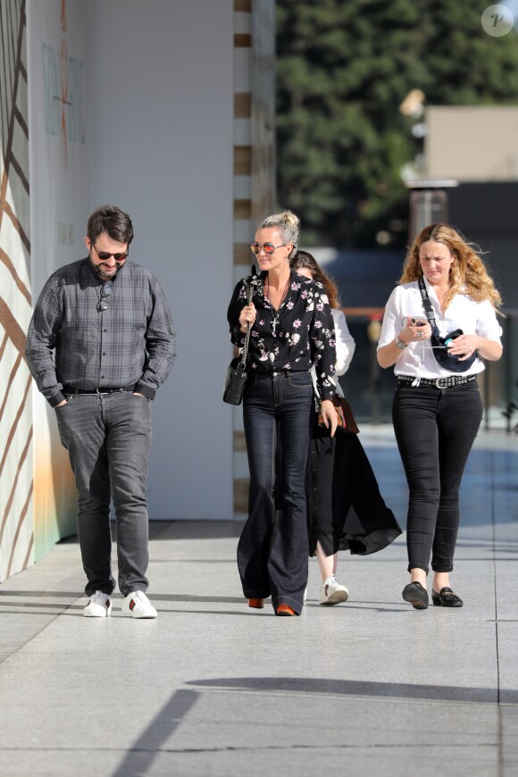 Semi-exclusif - Laeticia Hallyday et son amie Yaël Abrot ont retrouvé Jean-François Piège et sa femme Elodie pour un déjeuner dans le restaurant "Din Tai Fung" au centre commercial Westfield Century City à Beverly Hills le 7 mai 2018.