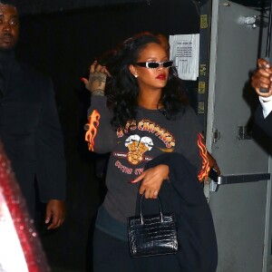 Rihanna à l'ouverture de son pop-up store pour sa collection de lingerie Savage x Fenty, ce 10 mai à Brooklyn.