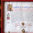 Le document du consentement formel de la reine Elizabeth II pour le mariage du prince Harry et de Meghan Markle a été révélé le 12 mai 2018 à Buckingham Palace, à Londres, une semaine jour pour jour avant la cérémonie.
