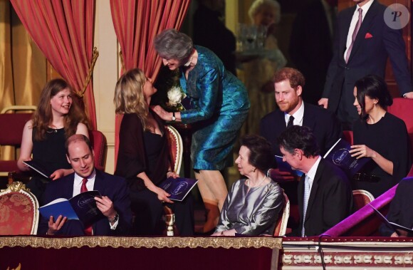Le prince Harry et Meghan Markle au Royal Albert Hall le 21 avril 2018 pour la soirée du 92e anniversaire de la reine Elizabeth II.