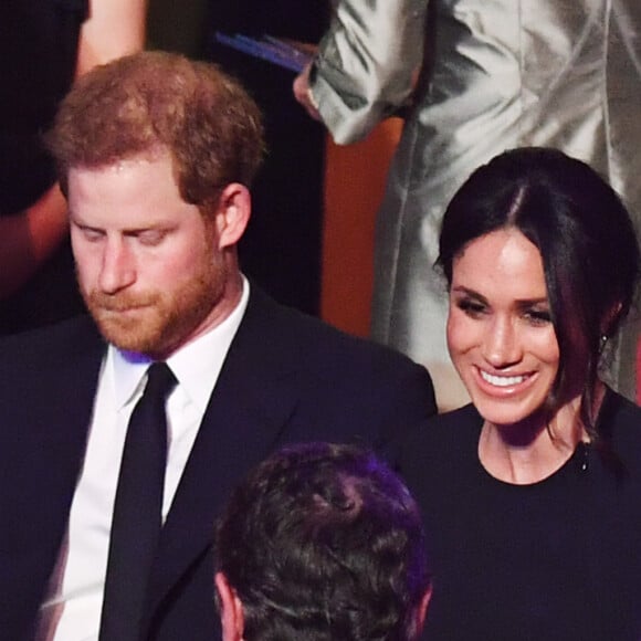 Le prince Harry et Meghan Markle au Royal Albert Hall le 21 avril 2018 pour la soirée du 92e anniversaire de la reine Elizabeth II.