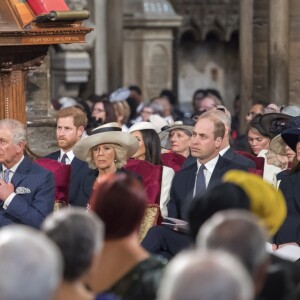 Meghan Markle et le prince Harry lors des célébrations du Commonwealth Day en présence de la reine Elizabeth II le 12 mars 2018 à Londres.