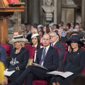 Meghan Markle et le prince Harry lors des célébrations du Commonwealth Day en présence de la reine Elizabeth II le 12 mars 2018 à Londres.