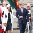 Meghan Markle et le prince Harry lors des célébrations du Commonwealth Day en présence de la reine Elizabeth II le 12 mars 2018 à Londres.