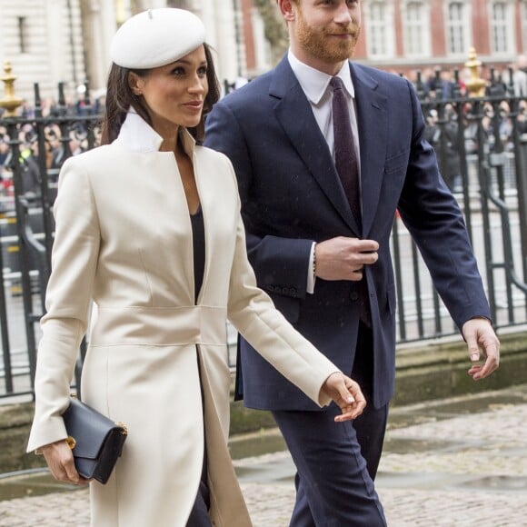 Meghan Markle et le prince Harry lors des célébrations du Commonwealth Day en présence de la reine Elizabeth II le 12 mars 2018 à Londres.