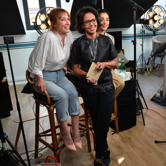 Exclusif - Audrey Pulvar interviewe Emmanuelle Bercot et Golshifteh Farahani pour son magazine quotidien "Cannes 14H" sur Altice Studio lors du 71ème Festival International du Film de Cannes, à Cannes, le 13 mai 2018. © Veeren/Bestimage