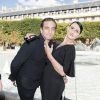 Ludovic Chancel (fils de Sheila) et Sylvie Ortega Munos - Présentation Petit Bateau x Marie-Agnès Gillot dans le bassin du jardin du Palais Royal à Paris, France, le 3 juillet 2017.