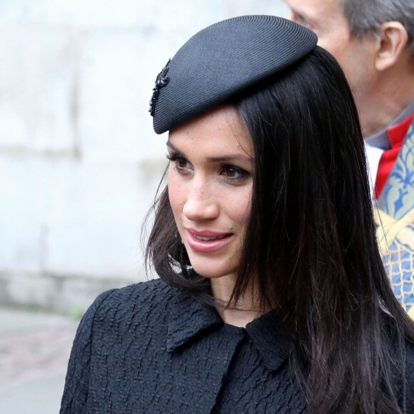 Meghan Markle lors des commémorations de l'ANZAC Day à Londres le 25 avril 2018