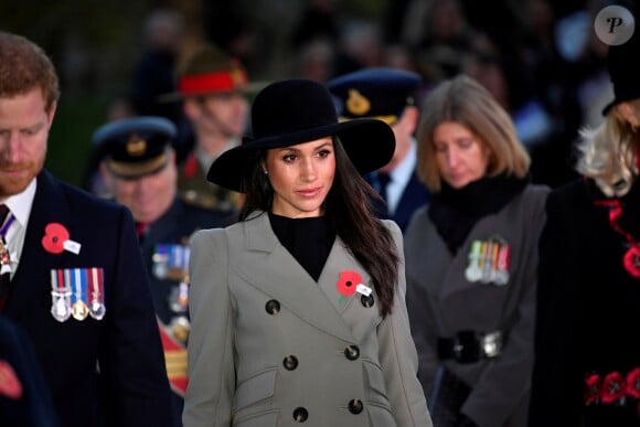 Meghan Markle lors des commémorations de l'ANZAC Day à Londres le 25 avril 2018