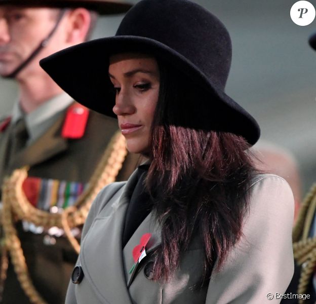 Meghan Markle lors des commémorations de l'ANZAC Day à Londres le 25 avril 2018