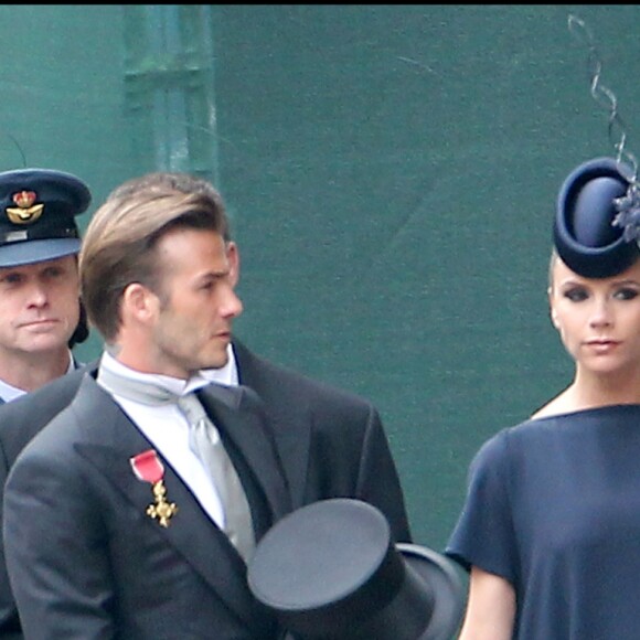 David et Victoria Beckham au mariage de William et Kate à l'abbaye de Westminster, Londres, le 29 avril 2011.