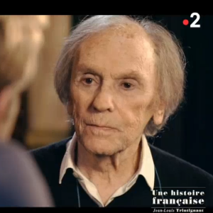Jean-Louis Trintignant interviewé par Laurent Delahousse dans l'émission "19 le dimanche" sur France 2 le 20 mai 2018.