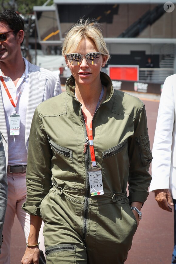 La princesse Charlene de Monaco dans les paddocks lors du 73ème Grand Prix de Formule 1 de Monaco, le 26 mai 2018. © Olivier Huitel/Pool Monaco/Bestimage
