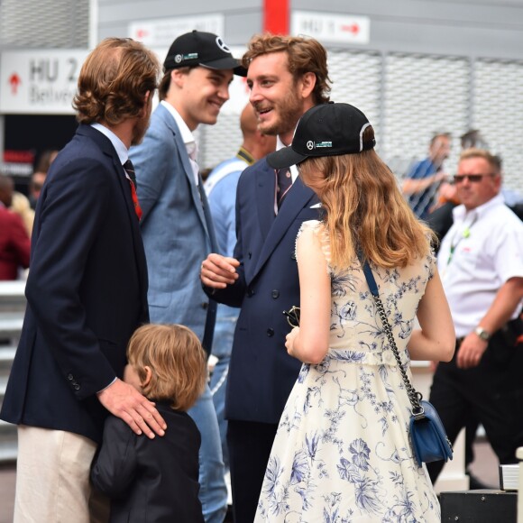 La princesse Alexandra de Hanovre, Pierre Casiraghi, Sacha et son père Andrea Casiraghi - Grand Prix de Formule 1 de Monaco le 27 mai 2018. © Bruno Bebert/Bestimage
