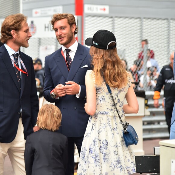 La princesse Alexandra de Hanovre, Pierre Casiraghi, Sacha et son père Andrea Casiraghi - Grand Prix de Formule 1 de Monaco le 27 mai 2018. © Bruno Bebert/Bestimage