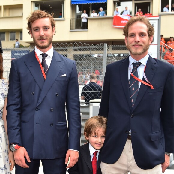 La princesse Alexandra de Hanovre, Pierre Casiraghi, Sacha et son père Andrea Casiraghi - Grand Prix de Formule 1 de Monaco le 27 mai 2018. © Bruno Bebert/Bestimage