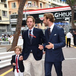 Andrea Casiraghi, son fils Sacha et son frère Pierre - Grand Prix de Formule 1 de Monaco le 27 mai 2018. © Bruno Bebert/Bestimage