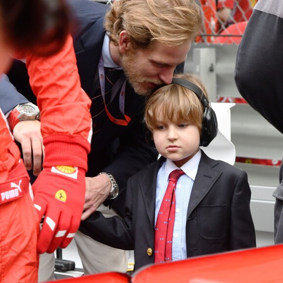 Pierre Casiraghi, Sacha et son père Andrea Casiraghi - Grand Prix de Formule 1 de Monaco le 27 mai 2018. © Bruno Bebert/Bestimage