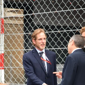 Andréa Casiraghi, son fils Sacha et son frère Pierre - Grand Prix de Formule 1 de Monaco le 27 mai 2018. © Bruno Bebert/Bestimage