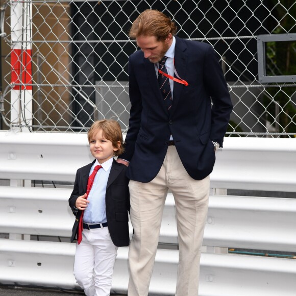 Andréa Casiraghi et son fils Sacha - Grand Prix de Formule 1 de Monaco le 27 mai 2018. © Bruno Bebert/Bestimage