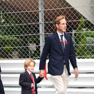 Andréa Casiraghi et son fils Sacha - Grand Prix de Formule 1 de Monaco le 27 mai 2018. © Bruno Bebert/Bestimage