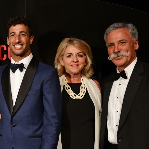 Geri Halliwell, le prince Albert II de Monaco, la princesse Charlene, Daniel Ricciardo (le vainqueur du Grand Prix de Monaco) et Chase Carey, patron de la Formule 1 - Dîner de gala en l'honneur du vainqueur du Grand Prix de Monaco au Sporting Monte-Carlo, à Monaco, le 27 mai 2018. © Bruno Bebert/Bestimage