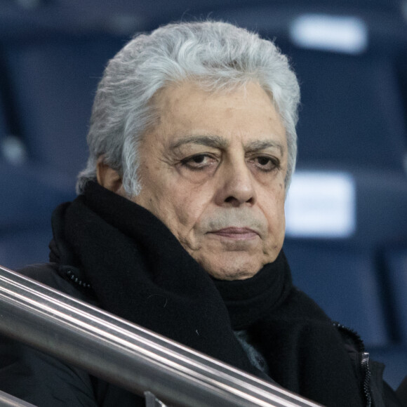 Enrico Macias dans les tribunes lors du 16ème de finale de la Coupe de France 2018 "PSG - Guingamp (4-2)" au Parc des Princes à Paris, le 24 janvier 2018.