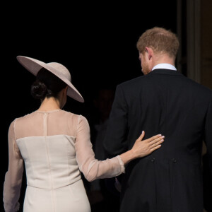 Le prince Harry et la duchesse Meghan de Sussex (Meghan Markle) le 22 mai 2018 au palais de Buckingham lors d'une garden party en l'honneur des patronages du prince Charles à quelques mois de son 70e anniversaire.