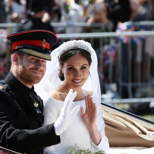 Le prince Harry et la duchesse Meghan de Sussex (Meghan Markle) le 19 mai 2018 à Windsor le jour de leur mariage.