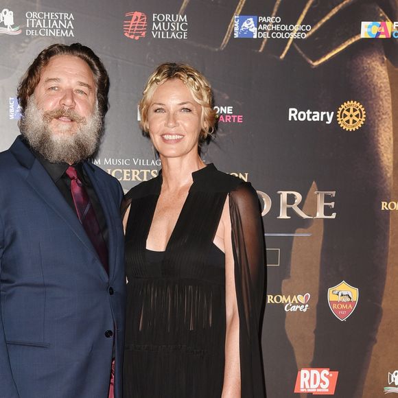 Russel Crowe, Conny Nielsen au concert caritatif "Il Gladiatore" à Rome, le 6 juin 2018.