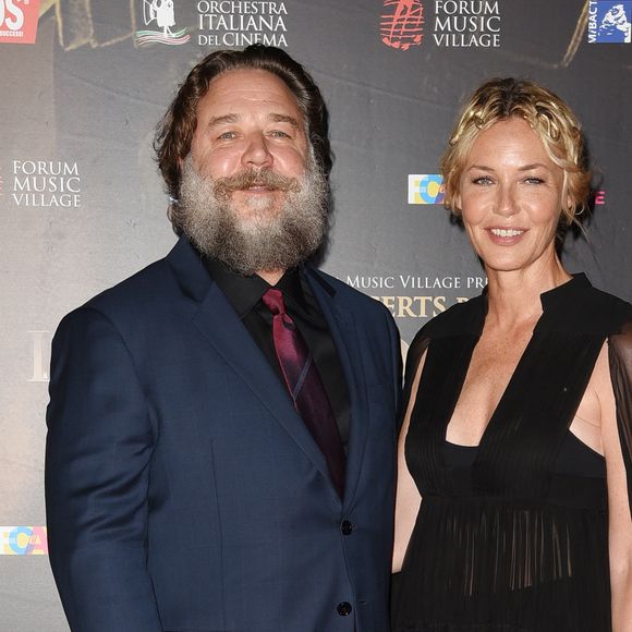 Russel Crowe, Conny Nielsen au concert caritatif "Il Gladiatore" à Rome, le 6 juin 2018.