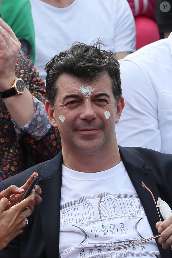 Stephane Plaza - People dans les tribunes lors des internationaux de tennis de Roland Garros à Paris le 4 juin 2018