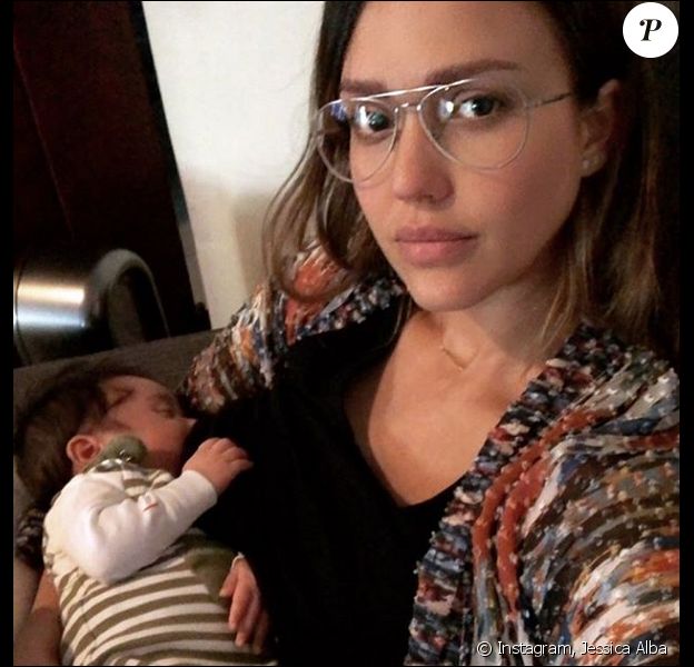 Jessica Alba et son fils Hayes. Février 2018.