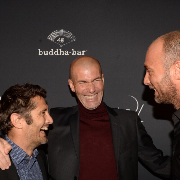 Semi-Exclusif - Bixente Lizarazu, Zinedine Zidane, Christophe Dugarry - A l'occasion des 20 ans de la victoire de l'équipe de France, les bleus 98 se sont rendus à un dîner organisé au Buddha Bar avec tous les joueurs et leur famille le 11 juin 2018. © Rachid Bellak/Bestimage