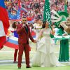 Aida Garifullina et Robbie Williams - Cérémonie d'ouverture de la Coupe du Monde de football 2018 au complexe olympique Loujniki à Moscou, le 14 juin 2018.