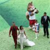 Robbie Williams, Aida Garifullina et Ronaldo - Cérémonie d'ouverture de la Coupe du monde de football 2018 au Complexe olympique Loujniki à Moscou le 14 juin 2018.
