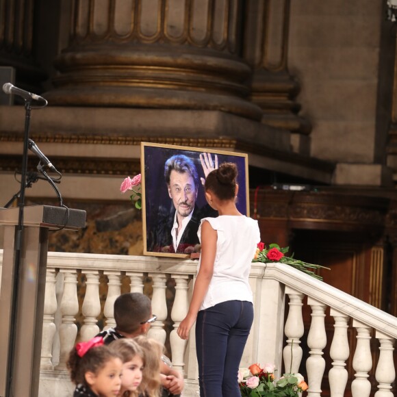 Illustration lors de la messe hommage pour le 75ème anniversaire de Johnny Hallyday en l'église de La Madeleine à Paris le 15 juin 2018. 15/06/2018 - Paris
