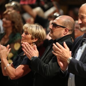 Chantal Mourillon, Michael Ketcham Halliday, cousin de Johnny Hallyday lors de la messe hommage pour le 75ème anniversaire de Johnny Hallyday en l'église de La Madeleine à Paris le 15 juin 2018. 15/06/2018 - Paris