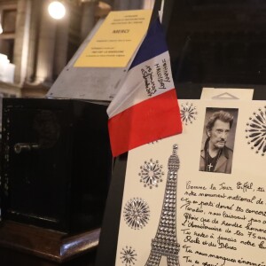 Illustration lors de la messe hommage pour le 75ème anniversaire de Johnny Hallyday en l'église de La Madeleine à Paris le 15 juin 2018. 15/06/2018 - Paris