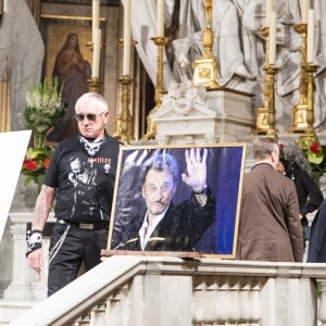 Illustration lors de la messe hommage pour le 75ème anniversaire de Johnny Hallyday en l'église de La Madeleine à Paris le 15 juin 2018. 15/06/2018 - Paris