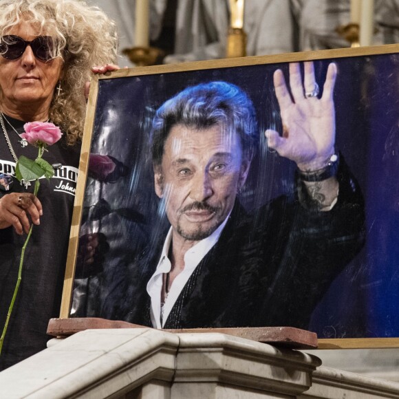 Illustration lors de la messe hommage pour le 75ème anniversaire de Johnny Hallyday en l'église de La Madeleine à Paris le 15 juin 2018. 15/06/2018 - Paris