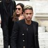 Neymar Jr et Alessandra Ambrosio sortant du défilé de mode printemps-été 2018 "Balmain" à l'Opéra Garnier à Paris. Le 28 septembre 2017