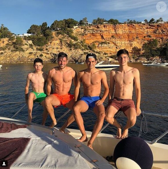Les quatre fils de Zinédine Zidane, Elyaz, Luca, Enzo et Théo, en vacances à Ibiza. Instagram, le 19 juin 2018.