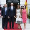 Donald J. Trump et Melania reçoivent le roi Felipe VI et la reine Letizia d'Espagne à la Maison Blanche. Washington DC, le 19 juin 2018.