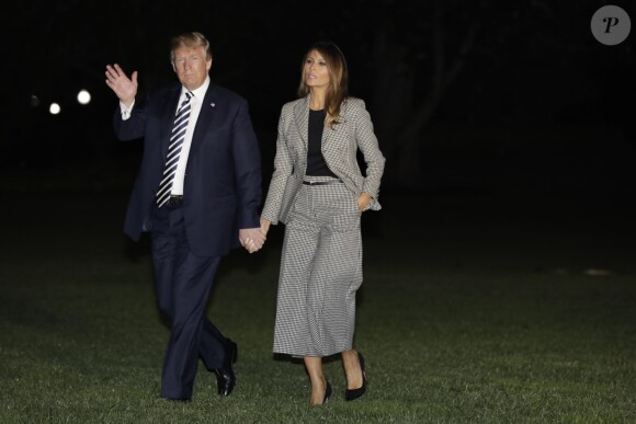 Donald Trump, Melania Trump - Donald Trump accueille les détenus américains libérés par Pyongyang, le 10 mai 2018.