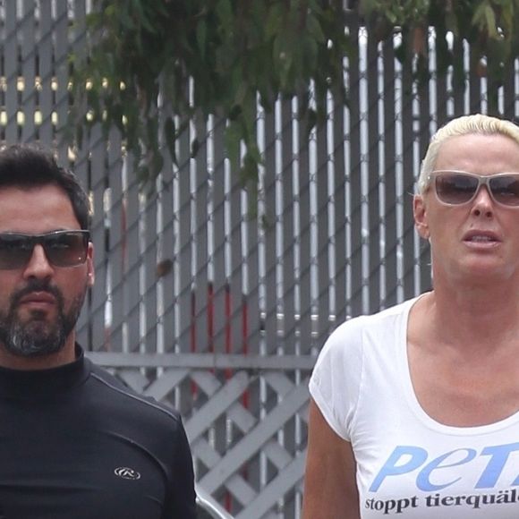 Exclusif - Brigitte Nielsen avec son mari Mattia Dessi à Studio City, le 24 juillet 2017