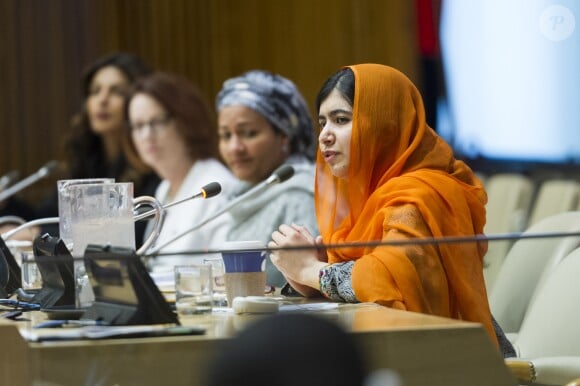 Malala Yousafzai lors de la réunion de travail "Financer l'avenir : l'education pour tous" lors de la 72ème assemblée générale de l'organisation des Nations-Unis (ONU) à New York City, New York, Etats-Unis, le 20 septembre 2017.